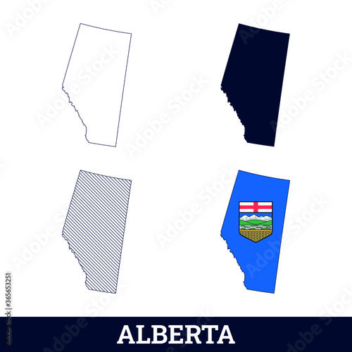 Canada State Alberta Map with flag vector