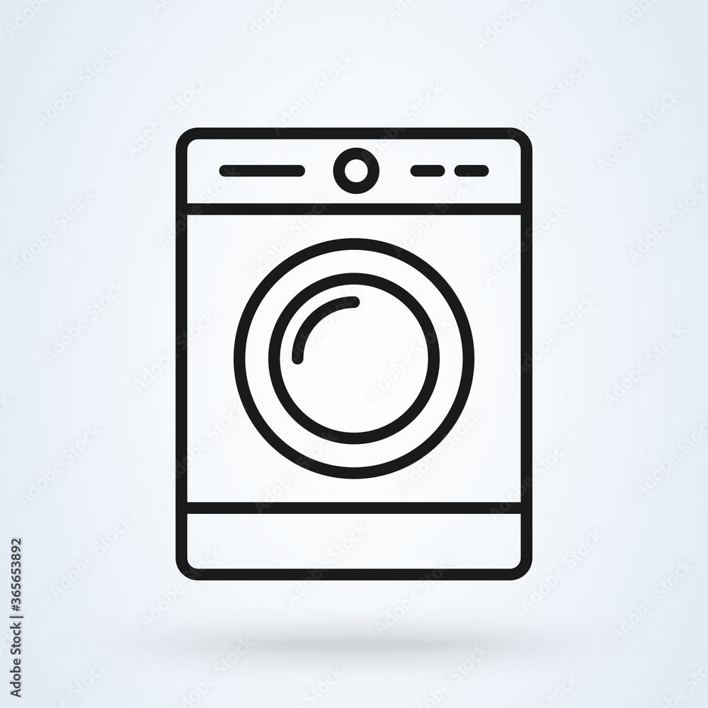 Washing machine icon in line style for washing service logo template. Household appliance icon. Washing machine icon in line style for washing service logo template. Household appliance icon.