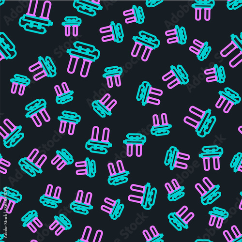 Line Water filter icon isolated seamless pattern on black background. System for filtration of water. Reverse osmosis system. Vector Illustration.