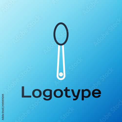 Line Heroin in a spoon icon isolated on blue background. Concept of drug addiction and dependence from the narcotic. Junkie lifestyle. Colorful outline concept. Vector Illustration.