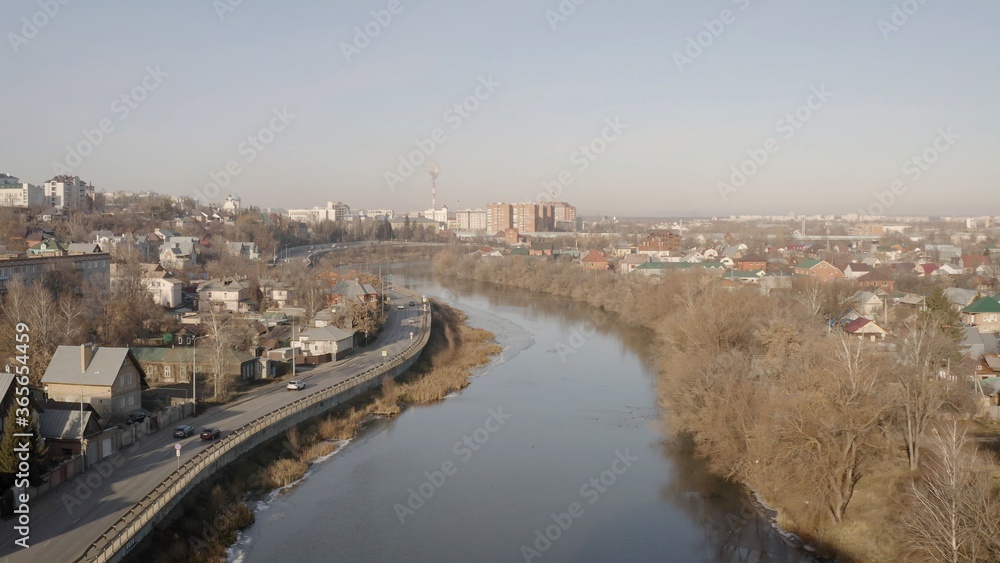 Fototapeta premium Provincial town in Russia river view. Penza city in Russia, river view. view of the city of Penza from the river