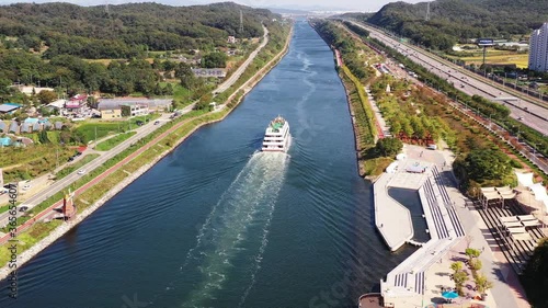 drone-shot cruise ship