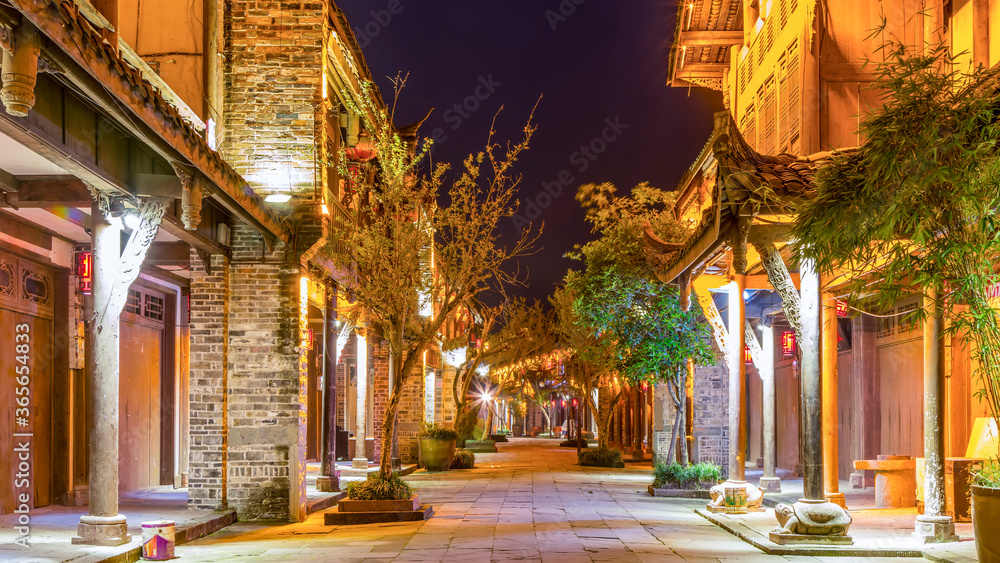 Night view of Huanglongxi ancient town in Chengdu Night view of Huanglongxi ancient town in Chengdu