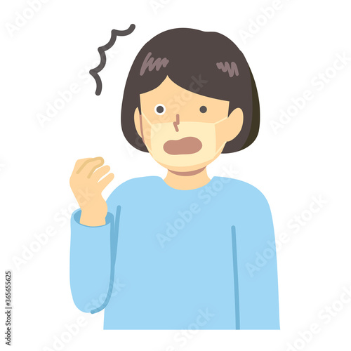 Illustration of a girl who burns a mask