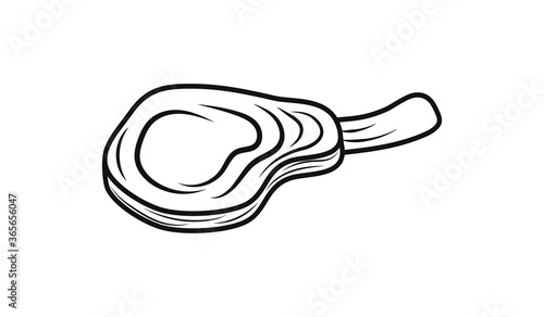 Outline steak icon isolated on white. Stencil food. Sketch vector stock illustration. EPS 10