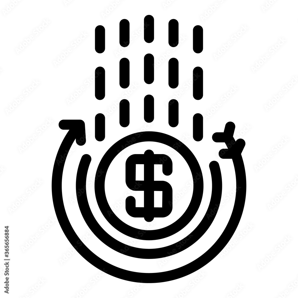 Drop money coin icon. Outline drop money coin vector icon for web design isolated on white background Drop money coin icon. Outline drop money coin vector icon for web design isolated on white background