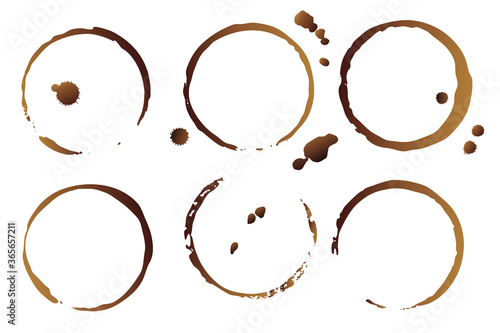Vector coffee cup stains, Isolated On White Background, tea ring stamps Illustration