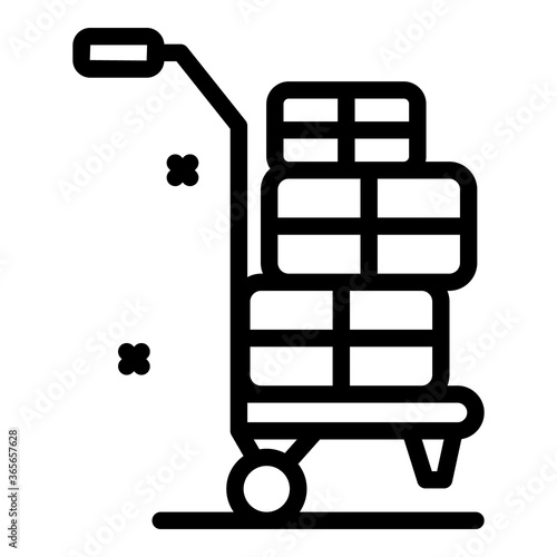 Immigrants bags cart icon. Outline immigrants bags cart vector icon for web design isolated on white background