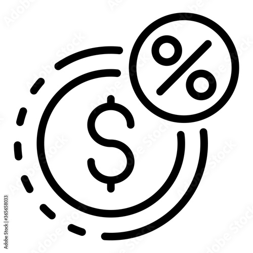 Dollar percent credit icon. Outline dollar percent credit vector icon for web design isolated on white background