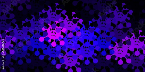 Dark purple vector texture with disease symbols.