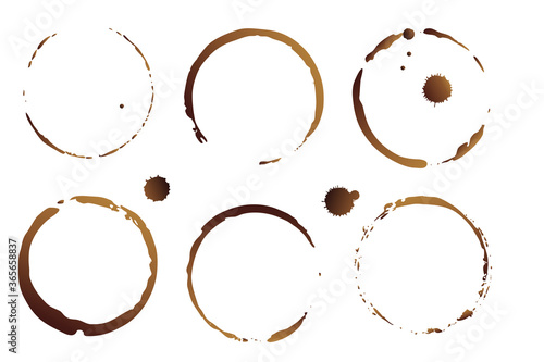 Vector coffee cup stains, Isolated On White Background, tea ring stamps Illustration