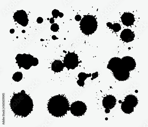 Set of black ink blots