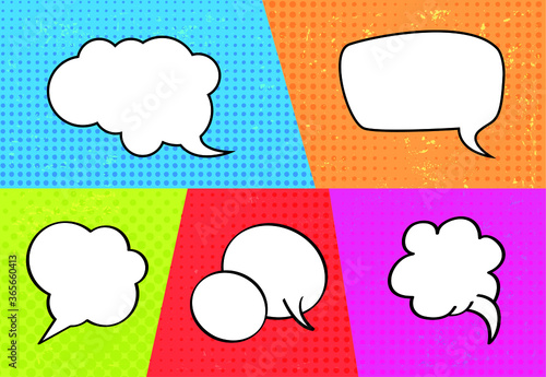 Cet of colorful comic speech bubbles