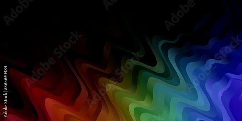 Dark Multicolor vector layout with wry lines. Bright sample with colorful bent lines, shapes. Best design for your ad, poster, banner.