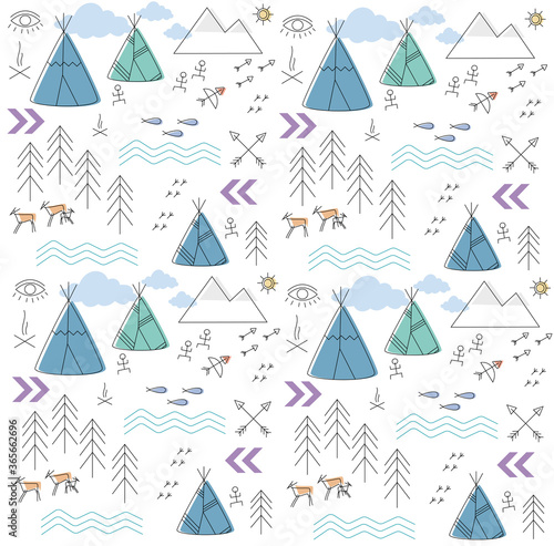background with a childish ethnic pattern for boys