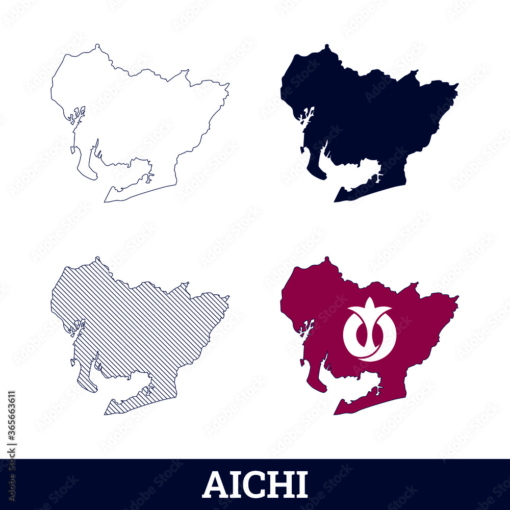 Naklejka premium Japan State Aichi Map with flag vector