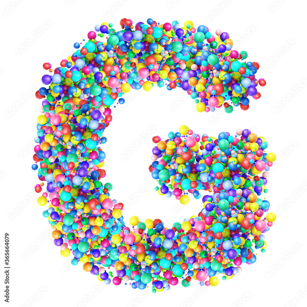 Alphabbet letters from group of multicolor balls. Letter G Alphabbet letters from group of multicolor balls. Letter G