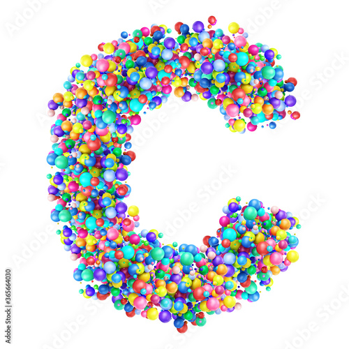 Alphabbet letters from group of multicolor balls. Letter C