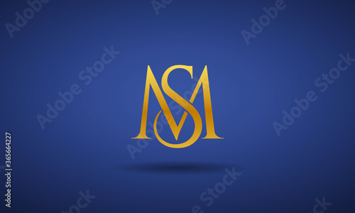 Unique, Modern, Elegant and Geometric Style Typography Alphabet MS, SM letters logo Icon
