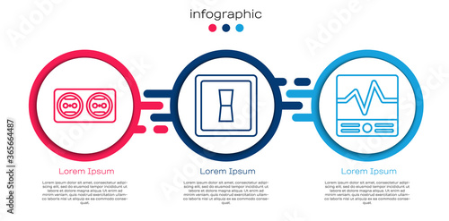 Set line Electrical outlet, Electric light switch and Electrical measuring instruments. Business infographic template. Vector.