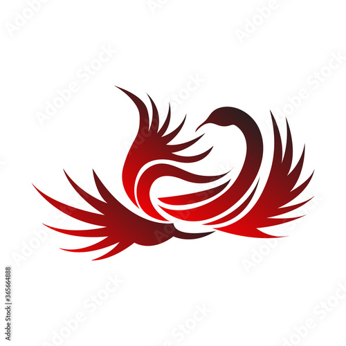 Vector logo red swan design in eps 10. Simple template and ready to use.