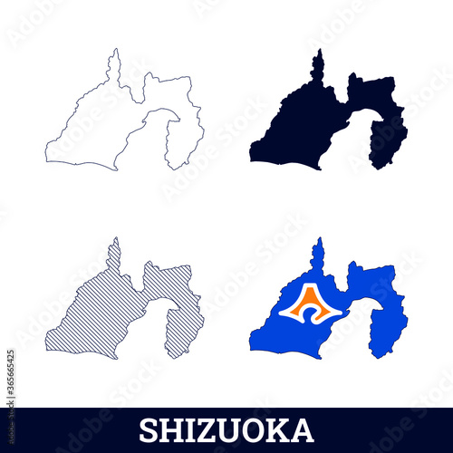Japan State Shizuoka Map with flag vector