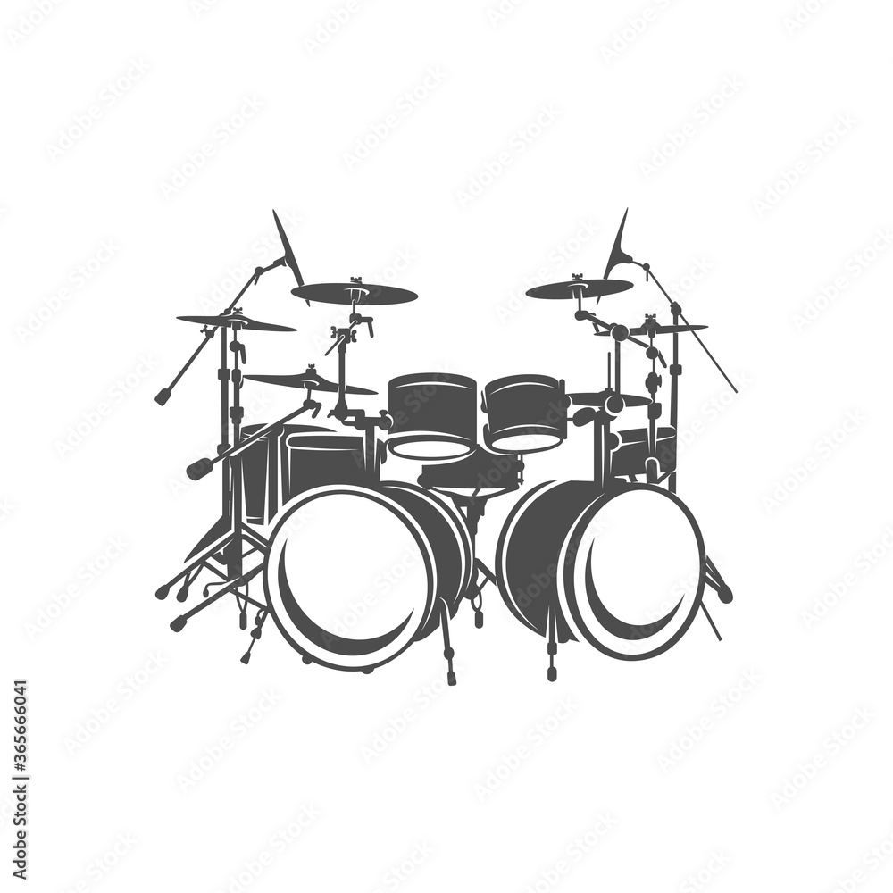 Realistic Drum Design Vector. Silhouette of Drum. Vector illustration