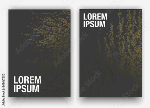 Gold on mat black. A4 layout for modern design. Luxury template for corporate printing.