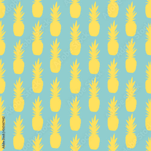 Endless pattern with bright yellow pineapples.