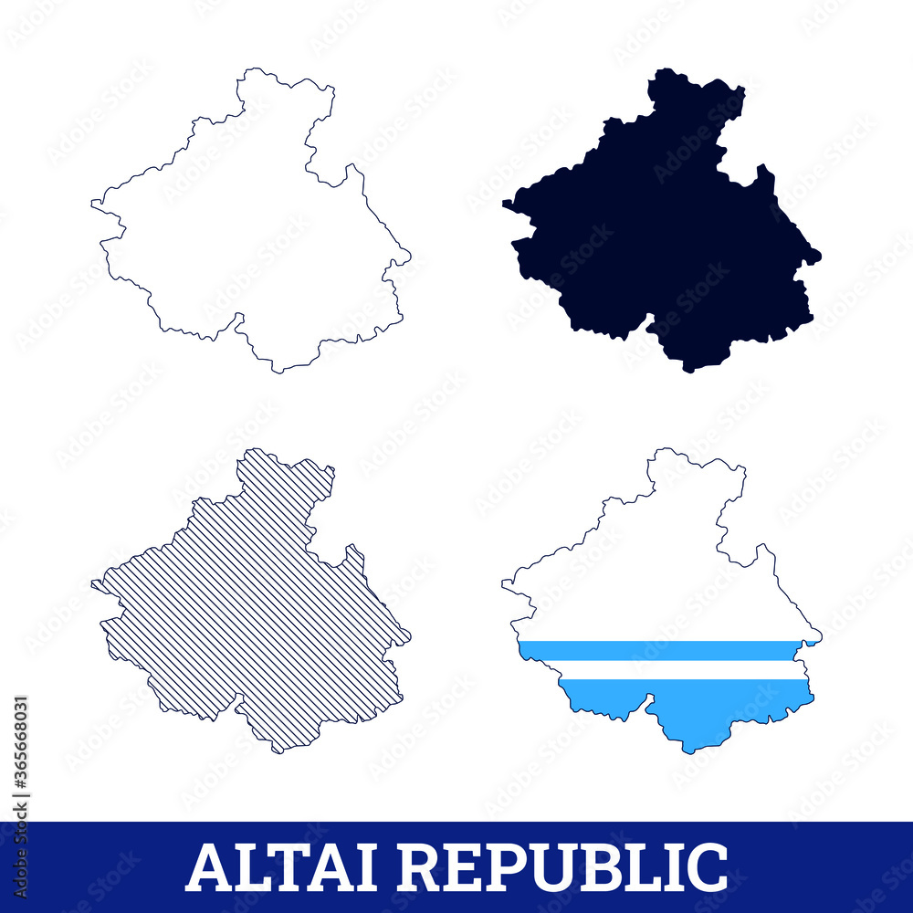 Obraz premium Russian State Altai Republic Map with flag vector