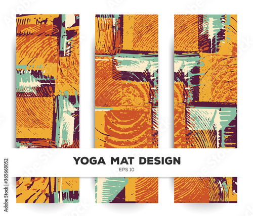 Obraz na płótnie Yoga mat design. Abstract psychedelic pattern. Bold grunge print. Creative meditation equipment. 183x61. Vector eps10. w salonie