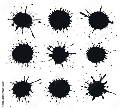 Set of black ink blots