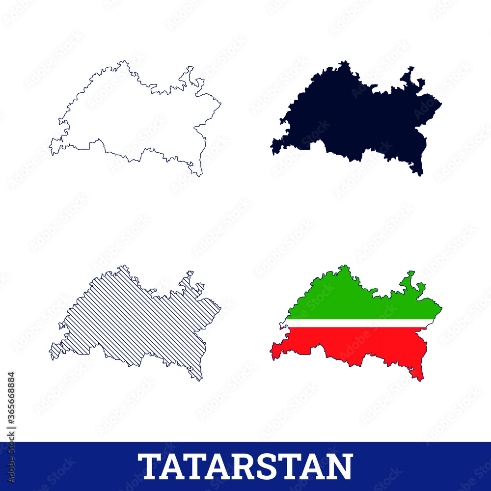 Fototapeta premium Russian State Tatarstan Map with flag vector