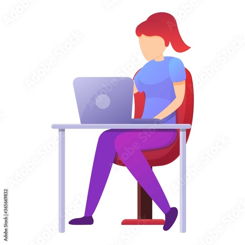 Headhunter laptop working icon. Cartoon of headhunter laptop working vector icon for web design isolated on white background