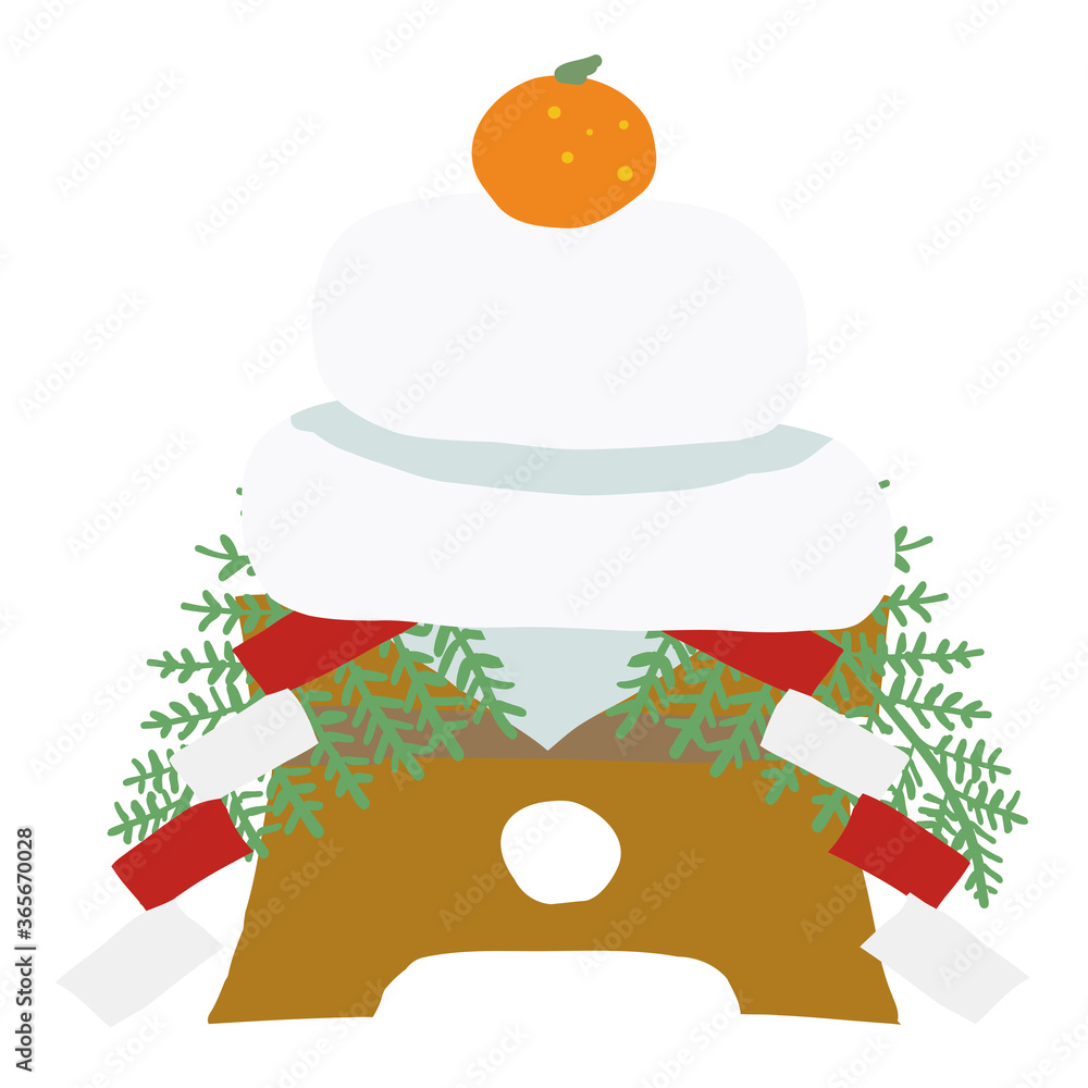 シンプルな鏡餅（日本の伝統的なお正月飾り）のベクターイラスト