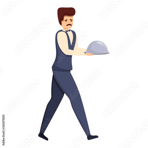 Walking butler icon. Cartoon of walking butler vector icon for web design isolated on white background