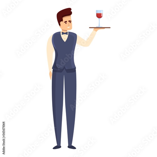 Butler wine glass icon. Cartoon of butler wine glass vector icon for web design isolated on white background
