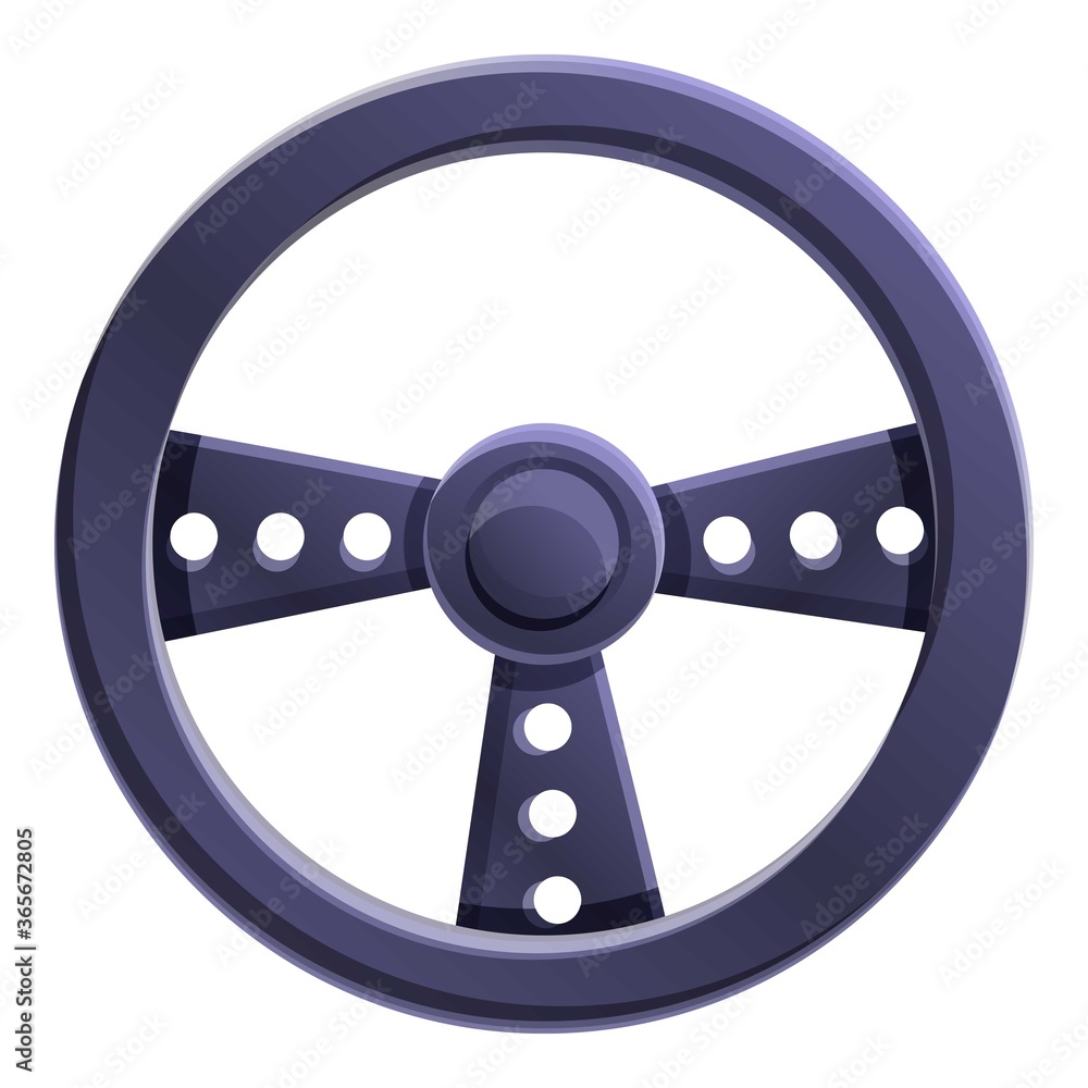 Steel steering wheel icon. Cartoon of steel steering wheel vector icon for  web design isolated on white background Stock Vector | Adobe Stock