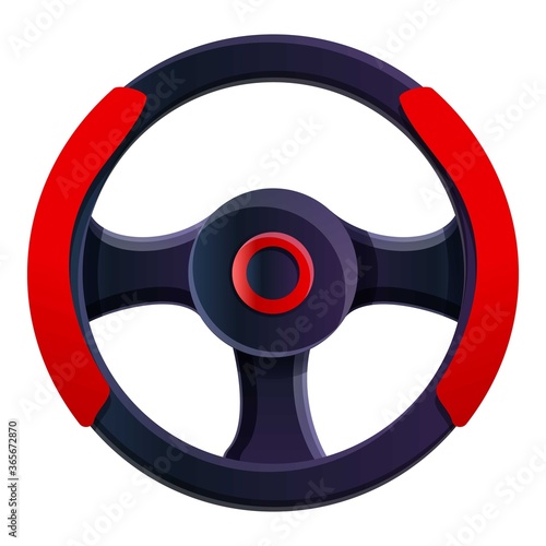 Video game steering wheel icon. Cartoon of video game steering wheel vector icon for web design isolated on white background