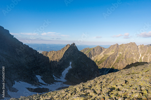 Mountains Landscape sunrise as seen From Rysy Peak in High Tatras, Slovakia