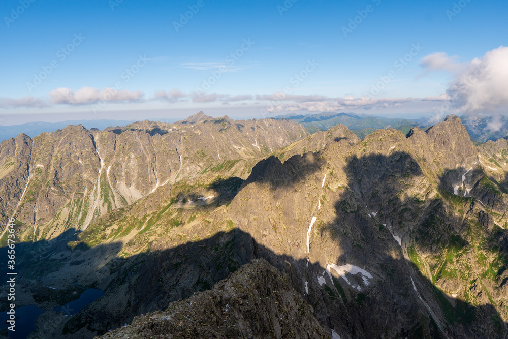 Mountains Landscape sunrise as seen From Rysy Peak in High Tatras, Slovakia