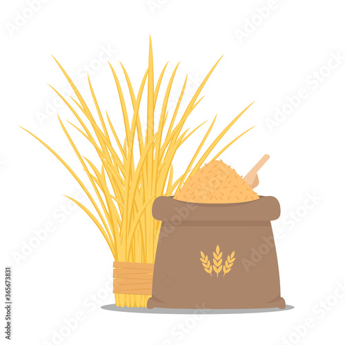 Rice sack cartoon vector. rice bag. symbol. logo design.