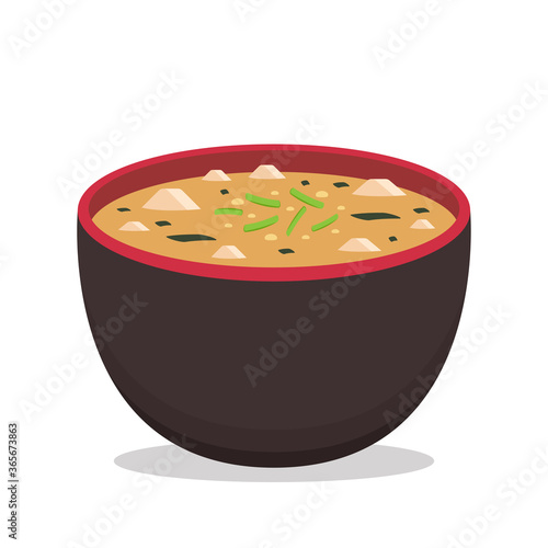 Japan cup vector. Miso soup in cup. wallpaper. free space for text.