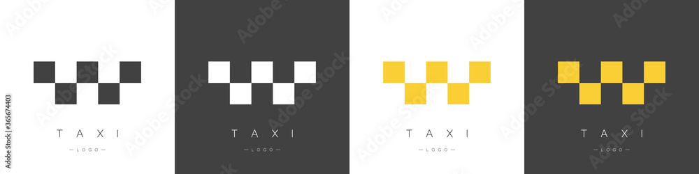 Taxi logos set. Transportation of passengers to any specified point. Transport business. Vector illustration Taxi logos set. Transportation of passengers to any specified point. Transport business. Vector illustration