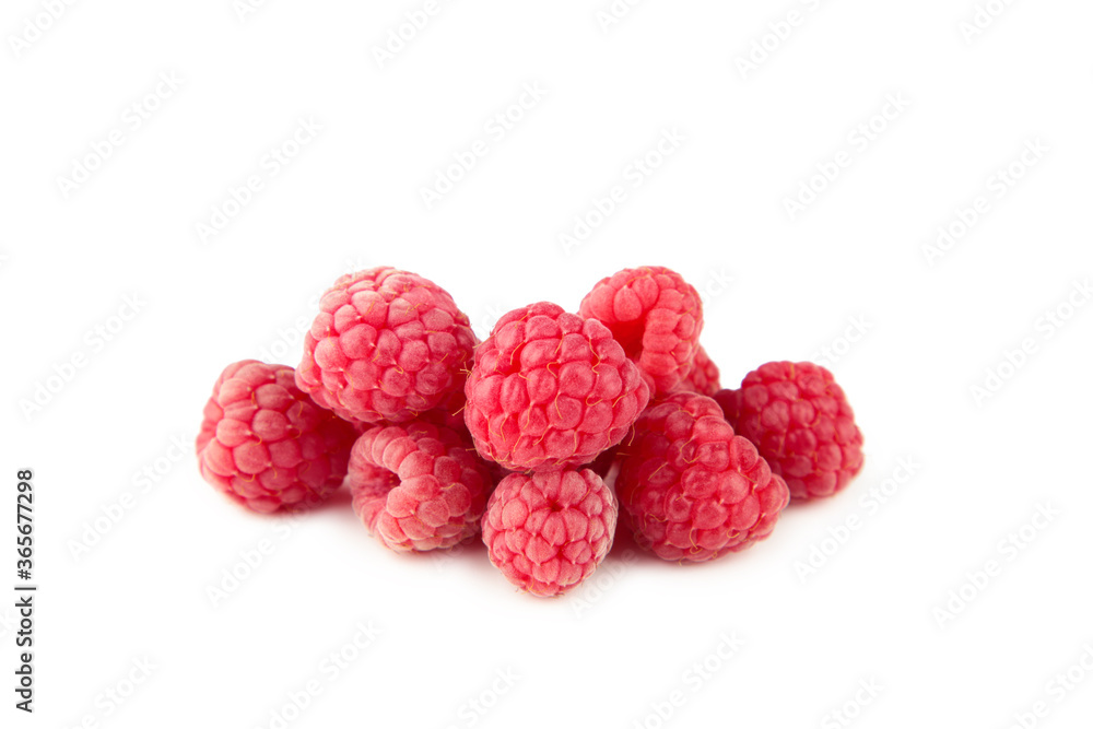 Ripe raspberries isolated on white background cutout. Ripe raspberries isolated on white background cutout.