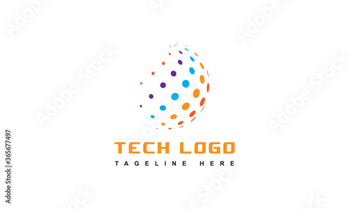 Technology logo design template with 3D.