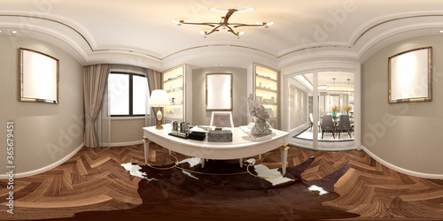 3d render 360 degrees of modern office