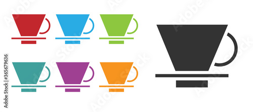 Black V60 coffee maker icon isolated on white background. Set icons colorful. Vector Illustration.