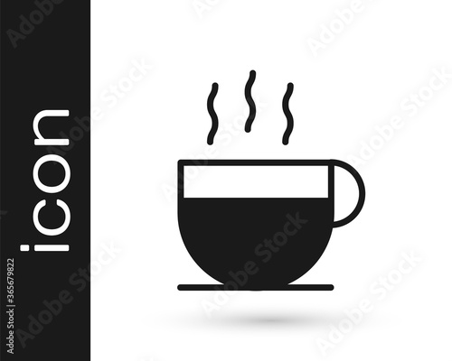 Grey Coffee cup icon isolated on white background. Tea cup. Hot drink coffee. Vector Illustration.