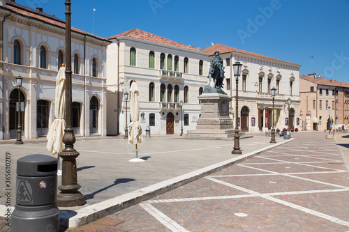 Italian city of Rovigo with empty Garibaldi square in a sunny summer day photo